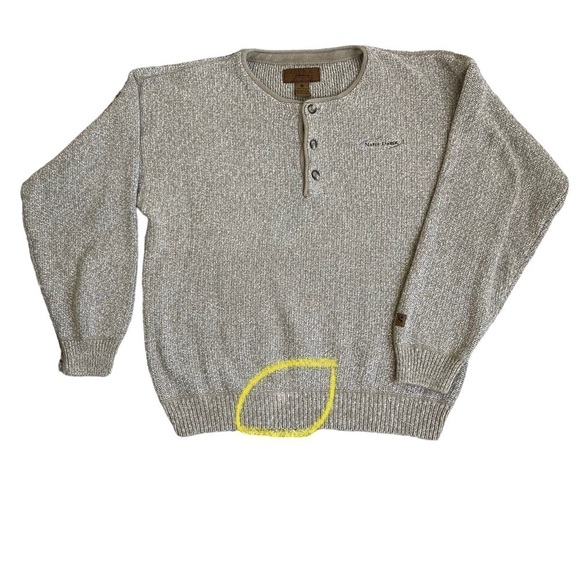 Vtg Gear for Sports 1/4 Button-up Knit Grandpa Sweater ‘Notre Dame’ Logo Sz L - Picture 5 of 16